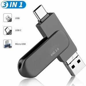 LANGRAY Hugerstone usb c Flash Drive 64 gb usb Flash Drive 3 in 1 usb Flash Drive, usb 3.0 Type-C Flash Drive, Memory Stick for MacBook Pro, Android Mobile