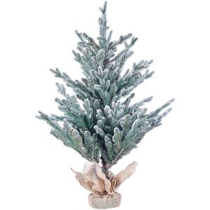 Beliani - Artificial Snowy Frosted Small Christmas Tree in Jute Bag 90 cm White Ringrose - Green