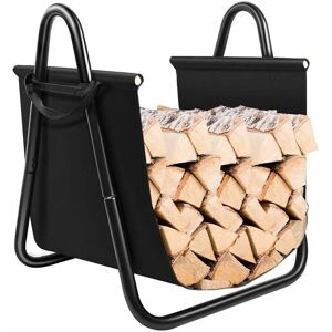 COSTWAY Firewood Storage Holder Sturdy Firewood Log Holder with Canvas Tote Carrier