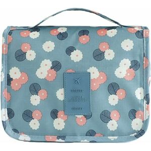 HOOPZI Hanging Toiletry Bag Portable Overnight Wash Bag Cosmetic Organizer for Women and Kids with Multi Pockets(Blue Flowers)