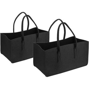 AOUGO Pack Black Felt Bag for Shopping Bag, Fireplace Log Bag, Newspaper Holder, Fireplace Log Basket, Magazine Holder (Black)