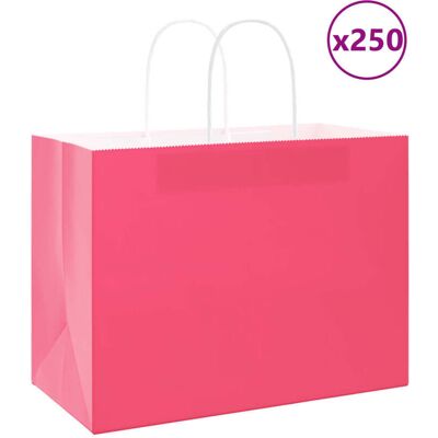 vidaXL Paper Bags 250 pcs Pink 32 x 17 x 25 cm - Paper Bags vidaXL Paper Bags 250 pcs Pink 32 x 17 x 25 cm - Paper Bags