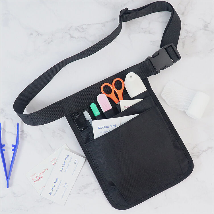 Alwaysh - Nurse Pouch Multifunctional Tool Bag Belt Nurse Waist Bag with Multiple Pockets Adjustable Black Nursing Aid Pouch Nurse Accessories Pouch