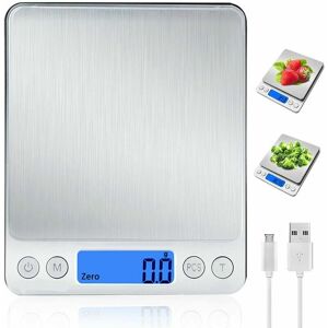 HOOPZI Digital kitchen scale with usb charging, 0.1 g / 3 kg digital scales, electronic fine scales with psc / tare / lcd display function, 9 unit