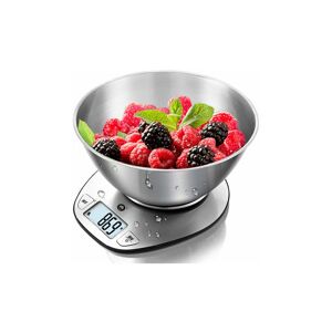 LUNE Digital kitchen/pastry scale in stainless steel, with removable bowl, Tare function, lcd display