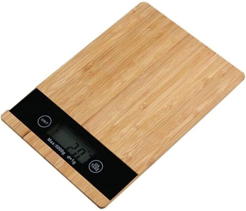 TINOR Professional High Precision Electronic Kitchen Scales, 5kg/1g Bamboo Board Home Use Food Cooking Scale High Precision