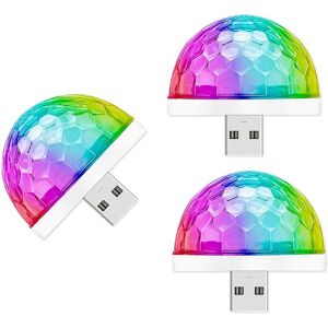 AOUGO Usb Mini Disco Light, 3 Packs, Sound Activated Party Lights, Halloween dj Disco Stage Ligh-Multi Colors Car Atmosphere, Magic Strobe Lights
