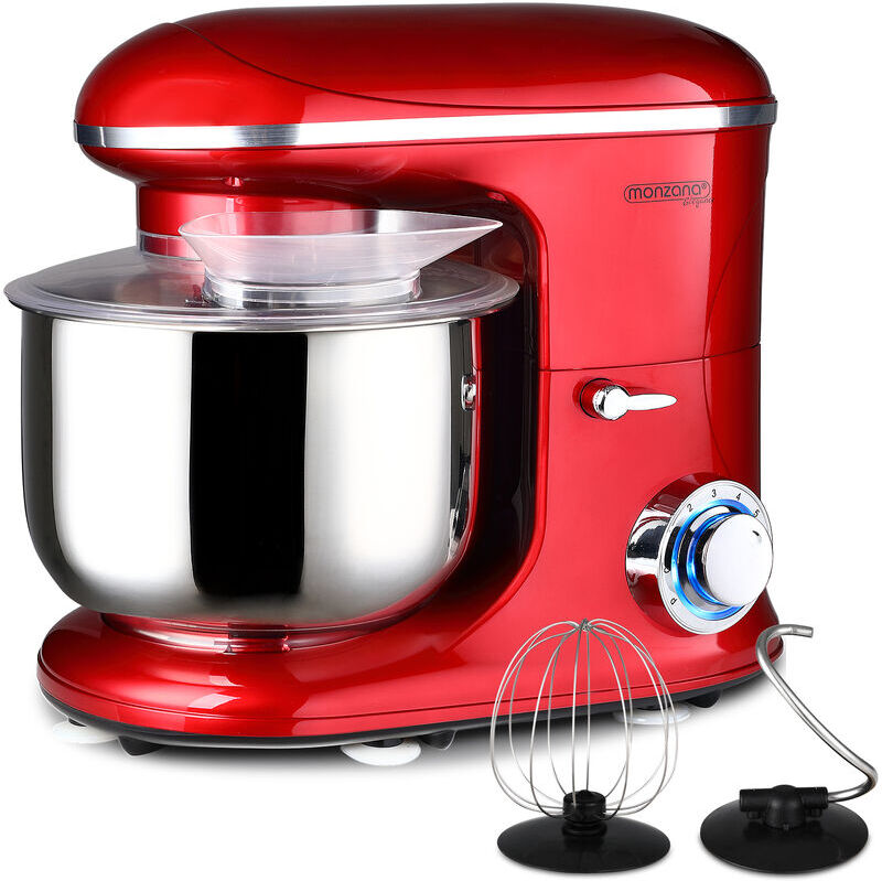 Monzana - Stand Mixer Cake Mixer Kitchen Food Processor 7 Speed Levels 6L Mixing Kneading Machine With Steel Bowl & Splash Guard Rot xl (de)