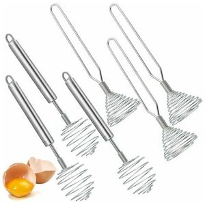 ROSE 6pcs stainless steel manual egg beater, spring loaded whisk for hand mixer