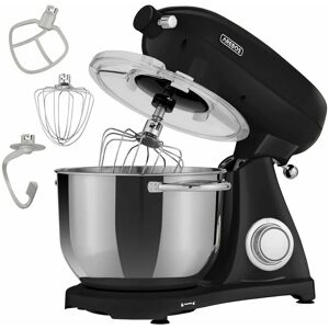 AREBOS Retro Food Processor 1800 w Black Kneading Machine with 6 l Stainless Steel Mixing Bowl Low Noise Kitchen Mixer with Stirring Hook, Dough Hook, Whisk