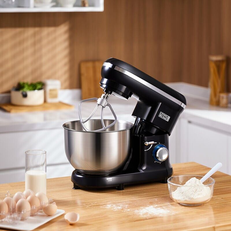 Livingandhome - 3-in-1 Multi-Function Mixer 5.5-Quart Household Stand Mixer Cake Baking Mixing Bowl 6 Speeds