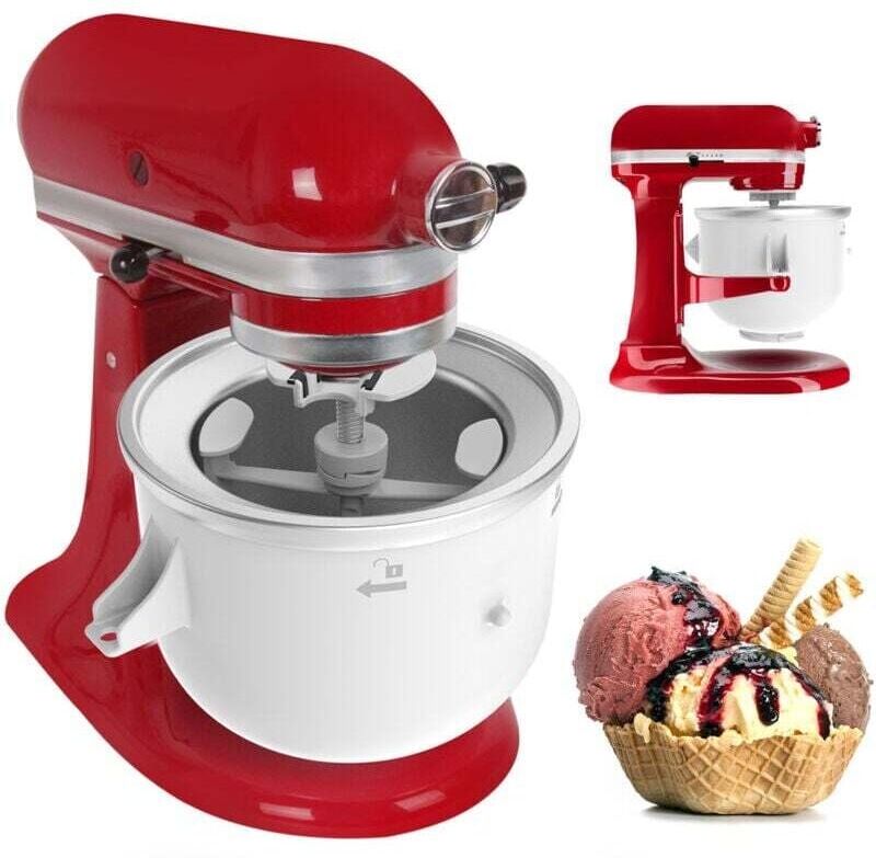 Ymyny - Kitchenaid Stand Mixer Ice Cream Maker Attachment, Frozen Yogurt & Ice Cream Maker, Fits 4.5QT & Above Stand Mixers. mumu