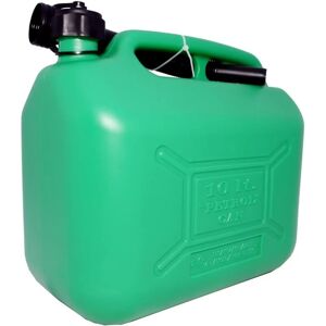 10L jerry can fuel plastic petrol diesel green portable 10 litre + spout - Hilka