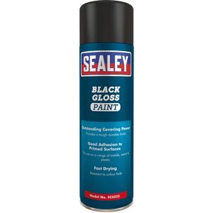 Sealey - Black Gloss Paint 500ml Pack of 6 SCS025
