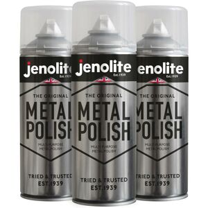 Jenolite - 3 x 400ml Aerosol Metal Polish Aerosol - Industrial Grade Polishing Foam - Suitable for Brass, Copper, Chrome, Stainless Steel & Pewter