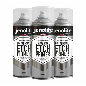 Jenolite - 3 x 400ml Aerosol Universal Etch Primer - Grey - High Performance Primer For Difficult Surfaces