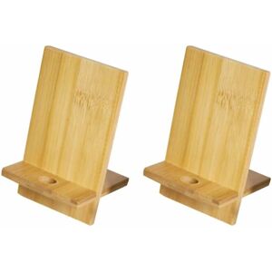 Héloise - 2 Pcs Universal Mobile Phone Holder Creative Portable Bamboo Desk Smartphone Tablet Stand Wooden Bracket for Home Travel Office