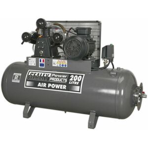 LOOPS 200 Litre Belt Drive Air Compressor - 3 Phase 5.5hp Motor - Triple Cylinder Pump