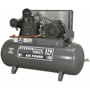 LOOPS 270 Litre Belt Drive Air Compressor - 3 Phase 7.5hp Motor - Triple Cylinder Pump