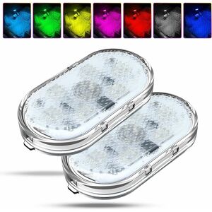TINOR 2 Pcs Car led Lights Interior, 7 Colors led Lights 6 Bright led Lamp Beads, Portable Night Reading Light Car Interior Atmosphere, usb Rechargeable