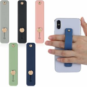 Héloise - 5 Pack Silicone Phone Holder Straps for Most Smartphones (Black, Blue, Pink, Green, Gray)