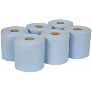 Loops - 6 pack 150m Blue 2-Ply Embossed Paper Roll - 190mm Wide - Perforated Paper Wipes