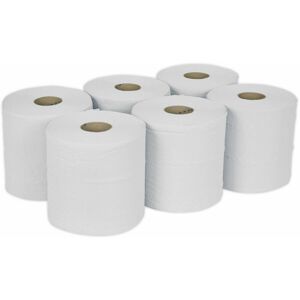 Loops - 6 pack 150m White 2-Ply Embossed Paper Roll - 190mm Wide - Perforated Paper Wipe