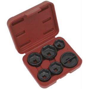 Loops - 6 Piece Oil Filter Cap Wrench Set - 3/8' Sq Drive - Low Profile Design - Case