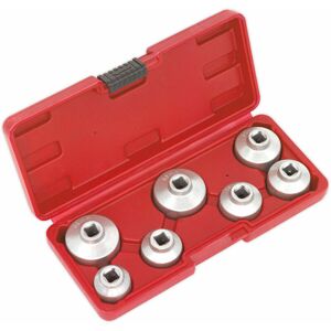 Loops - 7 Piece Oil Filter Cap Wrench Set - 3/8' Sq Drive - Low Profile Design - Case