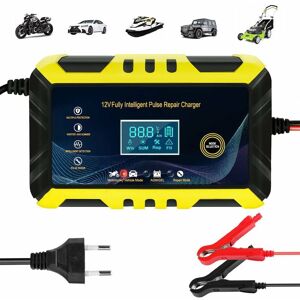 Osuper - Car Battery Charger - 12V/6A Smart Battery Charger lcd Display Battery Charger Maintenance Tool Black/Yellow