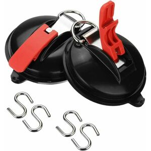 HOOPZI Car Roof Suction Cup - Car Suction Cup Hook, with S-Hooks. Set of 2 suction cups for Awning, Sun Visor, Tarp and Vehicle Cover.