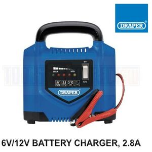 6V/12V Battery Charger, 2.8A, Blue and Black 53047 - Draper