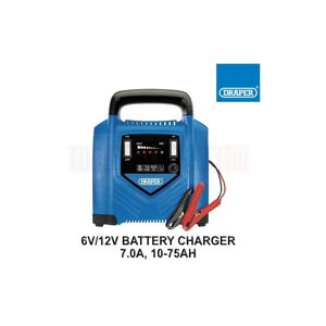 Draper - 6V/12V Battery Charger, 7.0A, 10-75Ah, Blue and Black 53164