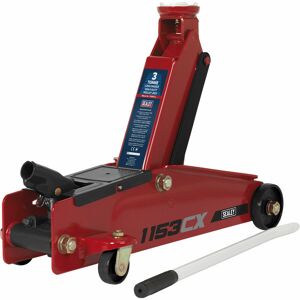 Loops - Heavy Duty Long Chassis Trolley Jack - 3000kg Limit - 432mm Max Height - Red