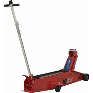 LOOPS Heavy Duty Long Reach Trolley Jack - 10 Tonne Capacity - 600mm Max Height - Red
