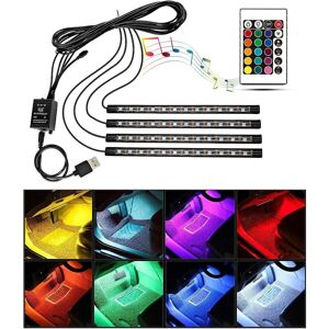 AOUGO Interior Car led Light Strip Music Sound-activated and Remote Control 4 in1 Waterproof Light Bar rgb Car Atmosphere Lights