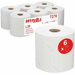 Wypall - L20 Cleaning and Maintenance Wiping Paper 7278 - 2 Ply Centrefeed Rolls - - White