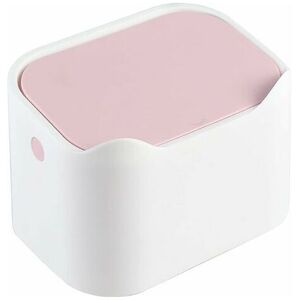 Rose - Mini Portable Desktop Trash Can for Office Car Indoor Trash Can - Pink White