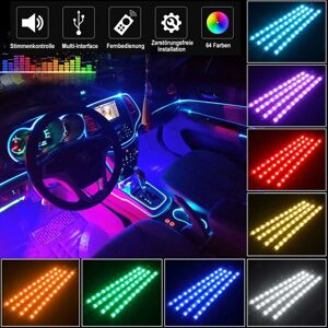 Pack led Car Interior Lights - 72 Multi-Color LEDs - Car Interior Lights - with Sound Active Function and Wireless Remote Control - dc 12V Groofoo