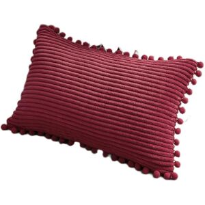 PESCE Pack of 2 Lumbar Decorative Throw Pillow Covers with Pom-poms, Soft Corduroy Solid Rectangle Cushion Cases Set for Couch Sofa Bedroom Car Living