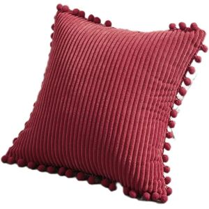 PESCE Pack of 2 Lumbar Decorative Throw Pillow Covers with Pom-poms, Soft Corduroy Solid Rectangle Cushion Cases Set for Couch Sofa Bedroom Car Living