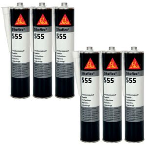 Set of 6 Sika Sika flex 555 glazing adhesives - Black - 300ml