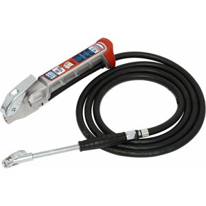 Loops - Tyre Inflator - Twin Clip-On Connector & Gauge - 2.5m Long Reach Arm & Hose