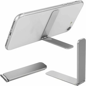 Héloise - Ultra Thin Mobile Phone Holder, Foldable, Mini Mobile Phone Holder, Adjustable Angle for Phone and Phone Case, Universal Model (Silver)