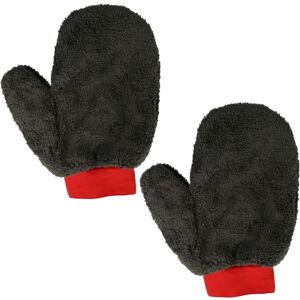 Vhbw - 2x Wheel Mitt for Car, Motorbike and Bicycle Care - Washing Glove made from Microfibre, Red Black