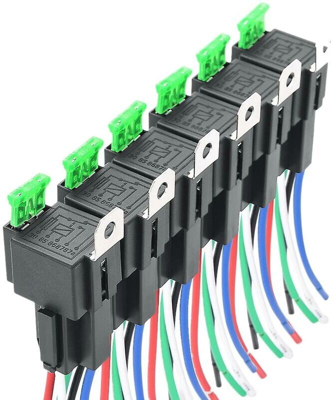 Woosien - 6pcs 5-pin Spst Automotive Electrical Relay 12v 30a Car Fuse Relay Switch Wiring Harness Car Access