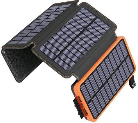 HÉLOISE Rose-Solar Power Bank Charger - 25000mAh Portable Solar Phone Charger with 4 Solar Panels and Dual USB A 2.1A Outputs External Battery for Phones