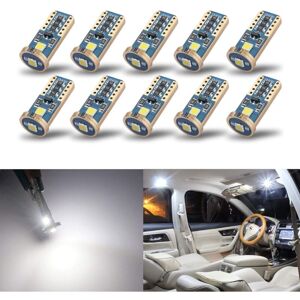 Linghhang - 10Pcs T10 168 194 Wedge led Bulbs Extremely Bright for Car Interior Dome Map Door Courtesy License Plate Lights, Xenon White
