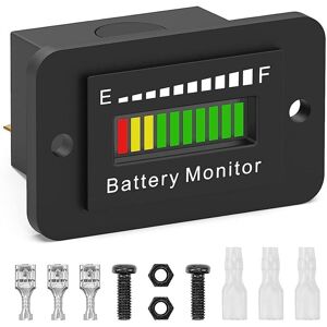 Tlily - 12V 24V 36V 48V 60V 72V led Battery Monitor Gauge Fuel Indicator Lithium Ion Tester