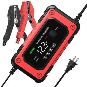 Tlily - 12V 6A Smart Battery Charger,Intelligent Fast Power Charging Digital lcd Display Car Motorcycle Charger-US Plug